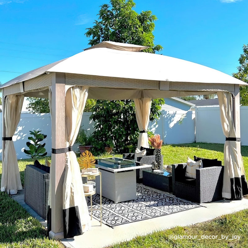 Sunjoy 11 ft. x 13 ft. Hudson Soft Top Gazebo with 5year Fade